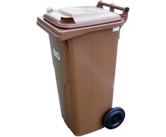 Europlast Austria BIO šiukšliadėžės konteineris dvigubu dugnu, rudas, 240L BIO + GRID