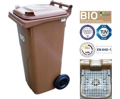 Europlast Austria BIO šiukšliadėžės konteineris dvigubu dugnu, rudas, 240L BIO + GRID