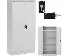 Frommstarck Metalinė biuro spinta dokumentams, 4 lentynos su varstomais durimis, aukštis 180 cm, PILKA