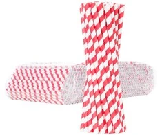 Gsg24 BIO ekologiški popieriniai šiaudeliai PAPER STRAWS storio 8/205mm - balti ir raudoni 500 vnt.