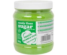 Gsg24 Spalvotas žalias cukraus vatos cukrus su burbulinės gumos skoniu 1kg