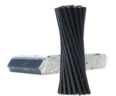 Gsg24 BIO ekologiški popieriniai šiaudeliai PAPER STRAWS storio 8/205mm - juodi 500 vnt.