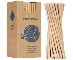 Gsg24 BIO ekologiški popieriniai šiaudeliai PAPER STRAWS 6/205mm - rudi 250 vnt.