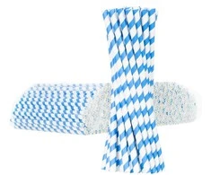 Gsg24 BIO ekologiški popieriniai šiaudeliai PAPER STRAWS 6/205mm - balti ir mėlyni 500 vnt.
