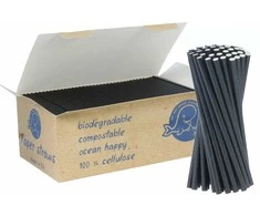 Gsg24 BIO ekologiški popieriniai šiaudeliai PAPER STRAWS 6/150mm - juodi 650 vnt.