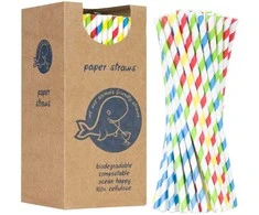 Gsg24 BIO ekologiški popieriniai šiaudeliai PAPER STRAWS 6/205mm - maišyti 250 vnt.