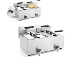Hendi Mastercook skaitmeninė skydinė gruzdintuvė su čiaupu 2x8L 2x3500W