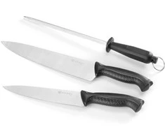Hendi 18 cm ir 24 cm ilgio virėjo peilių rinkinys su galąstuvu