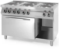 Hendi Laisvai pastatoma elektrinė viryklė 6 x 2,6 kW su GN1/1 3 kW orkaite, plotis 120 cm