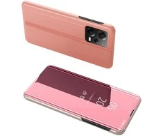 Dėklas Hurtel Glossy Flip Cover for Xiaomi Redmi Note 12 5G / Poco X5 Pro 5G Clear View Case rožinė