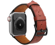 Hurtel Dirželis skórzany opaska bransoleta do Apple Watch 38 / 40 / 41 mm - raudona