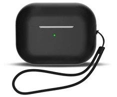 Hurtel Silikoninis dėklas AirPods 1/2 su riešo dirželiu – juodas