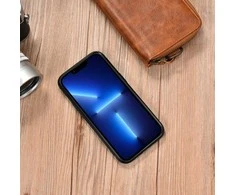 iCarer Leather Oil Wax covered with natural leather Apple iPhone 14 Plus dėklas telefonui mėlynos spalvos (WMI14220719-BU)