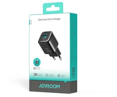 Joyroom JR-TG7 33W USB-A + USB-C sieninis įkroviklis su 60W USB-C į USB-C 1m laidu - Juodas