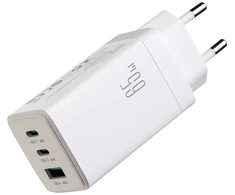 Joyroom JR-TG10 65W GaN 2x USB-C + USB-A sieninis įkroviklis su 100W USB-C - USB-C 1,2 m laidu - baltas