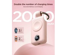Joyroom Mini Powerbank raktų pakabukas 2000mAh 3W su Apple Watch įkrovikliu, rožinė
