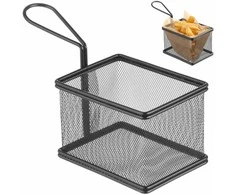 Mini krepšelis keptiems užkandžiams patiekti su rankena 125x100x85 mm - Hendi 425626