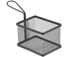 Mini krepšelis keptiems užkandžiams patiekti su rankena 125x100x85 mm - Hendi 425626