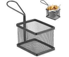 Mini krepšelis keptiems užkandžiams patiekti su rankena 100x80x75 mm - Hendi 425619