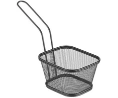 Krepšelis keptų gruzdintų bulvyčių užkandžiams patiekti su rankena juoda 130x115x80 mm - Hendi 425695