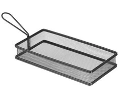 Krepšelis keptų gruzdintų bulvyčių užkandžiams patiekti su rankena juoda 255x153x45 mm - Hendi 425657