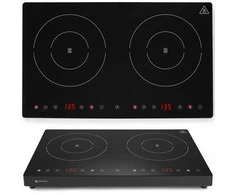 Reguliuojama indukcinė kaitlentė su jutikliniu skydeliu 2 šildymo zonos Juodas Line sk. 22 cm 3500 W – Hendi 239414