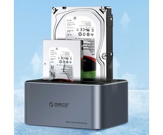 „Orico 6656C3-C“ 5 lizdų prijungimo stotelė su neprisijungusio klonavimo funkcija, 2,5 colio / 3,5 colio SATA HDD / SSD, pilka