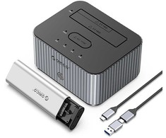 Orico IT28E-C 2 diskų prijungimo stotis su M.2 NVME 2.5"/3.5 HDD/2.5"; SSD Clone Function - pilkos spalvos