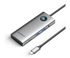 Orico PW11 8in1 USB-C dokų stotelė 2x USB-A 3.0 1x USB-C PD 100W 1x HDMI 4K 60Hz 1x Micro SD/SD 1x RJ45 Gigabit Ethernet 1x Audio 3.5mm - Pilka