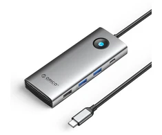 „Orico“ USB-C 8w1 | 2x USB-A 3.0 | 1x USB-A 2.0 | 1x USB-C 3.0 | 1x USB-C PD 100W | 1x HDMI 4K 60Hz | 1x VGA 1080P 60Hz | 1x RJ45 gigabito eternetas – pilka