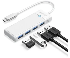 Orico PAPW4A-C3 USB Hub 4-port 4x USB-A 3.0 1 m - baltas