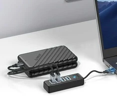 Orico PW4U-C3 USB-C / 4x USB-A 3.0 Hub – juodos spalvos
