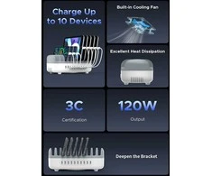 Orico DUK-10P-V1 Smart Charging Station 10 x USB-A – baltos spalvos