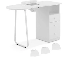 Physa Kosmetinis manikiūro stalas su dulkių sugėrikliu 120 x 45 cm - baltas