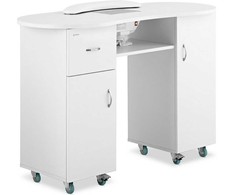 Physa Stalinis kosmetinis manikiūro stalas su dulkių sugėrikliu ir spintelėmis ant ratukų 120x50x80 cm baltas