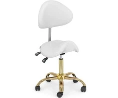 Physa MANNHEIM baltai auksinė balno formos kosmetinė kėdė su reguliuojamu atlošu