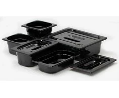 Juodas polikarbonatinis konteineris GN 1/4 aukštis 100 mm - Hendi 862629