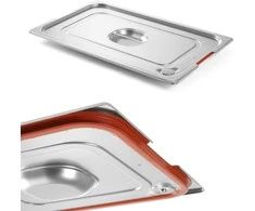 GN Profi Line su konteinerio dangtelis su silikoniniu sandarikliu ir išpjova GN1/4 rankenoms 265x162mm plienas - Hendi 804346