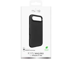 Puro Pure Icon Mag Pro Liquid Silicone dėklas skirtas Apple iPhone 17 Air, MagSafe Compatible, with Camera Protection and Aluminum Mygtukai – juodos spalvos