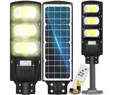 Lampa LED gatvės šviestuvas su saulės energija varomas žibintas 240 W + nuotolinio valdymo pultas (tvirtinimo laikiklis M004B + baterijos) komplektas E307