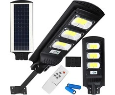 Lampa LED gatvės šviestuvas su saulės energija varomas žibintas 240 W + nuotolinio valdymo pultas (tvirtinimo laikiklis M004B + baterijos) komplektas E307