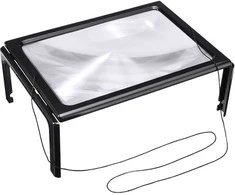 Lupa A4 LED apšviestas 3 kartų didinamasis stiklas skaitymui