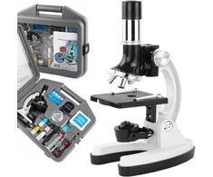 RTO Mikroskop optyczny opticon lab starter - 1200x - 3 obiektywy + priedai - dėklas w kolorze szarym