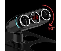 RTO Retoo Cigarečių žiebtuvėlio lizdo skirstytuvas-įkroviklis 2x USB-A LCD 12/24 V 100 W
