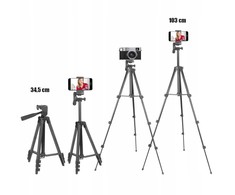RTO Statyw 4w1 tripod 103cm uchwyt na aparat telefon + pilot do zdjęć selfie