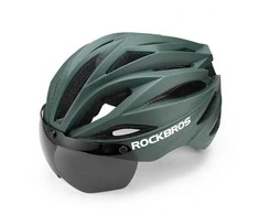 Rockbros Bike šalmas with Visor, Detachable UV Protective Goggles, Unisex – žalios spalvos