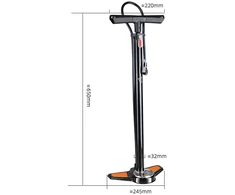 Rockbros GP6532B Floor Pump with Pressure Gauge - Juodas and Oranžinis