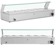Royal Catering Bain-marie maisto šildomasis bufetas su dangteliu 6 x GN 1/3 2100 W