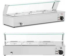 Royal Catering Bain-marie maisto šildomasis bufetas su dangteliu 3 x GN 1/2 2000 W