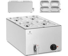 Royal Catering Bain marie elektrinis šildytuvas su čiaupu 4 x GN 1/4 600 W